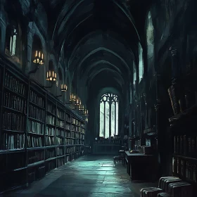 Ancient Library with Books