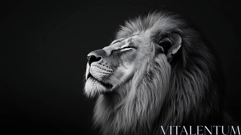 Regal Lion in Black and White AI Image