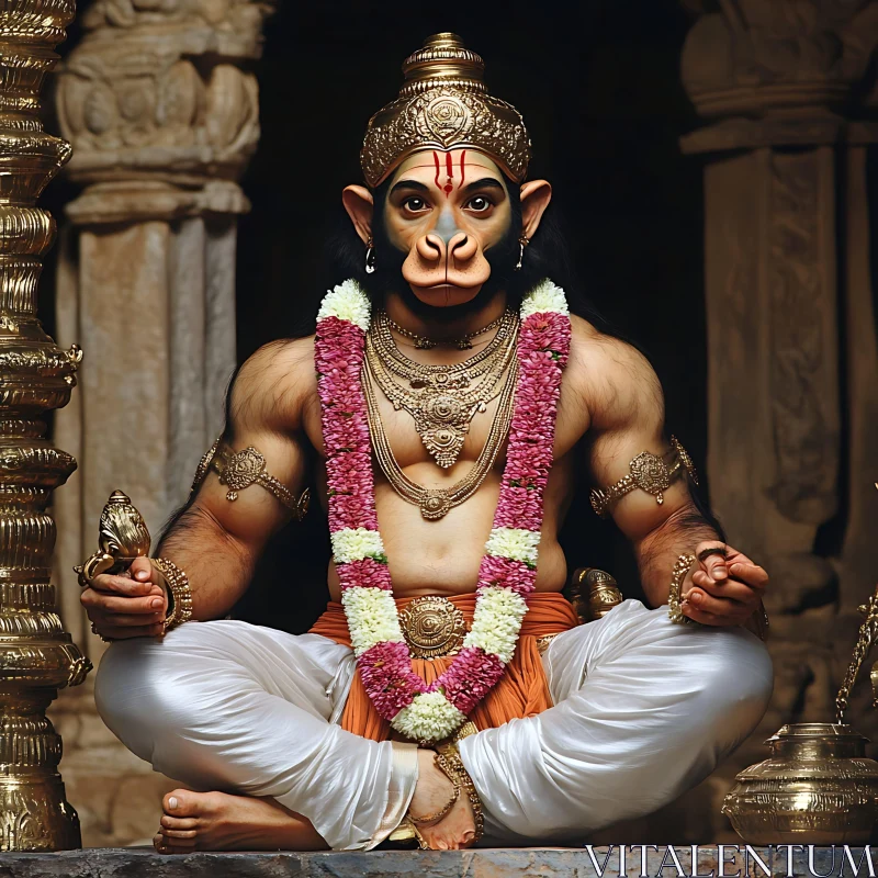 Hanuman in Contemplation AI Image