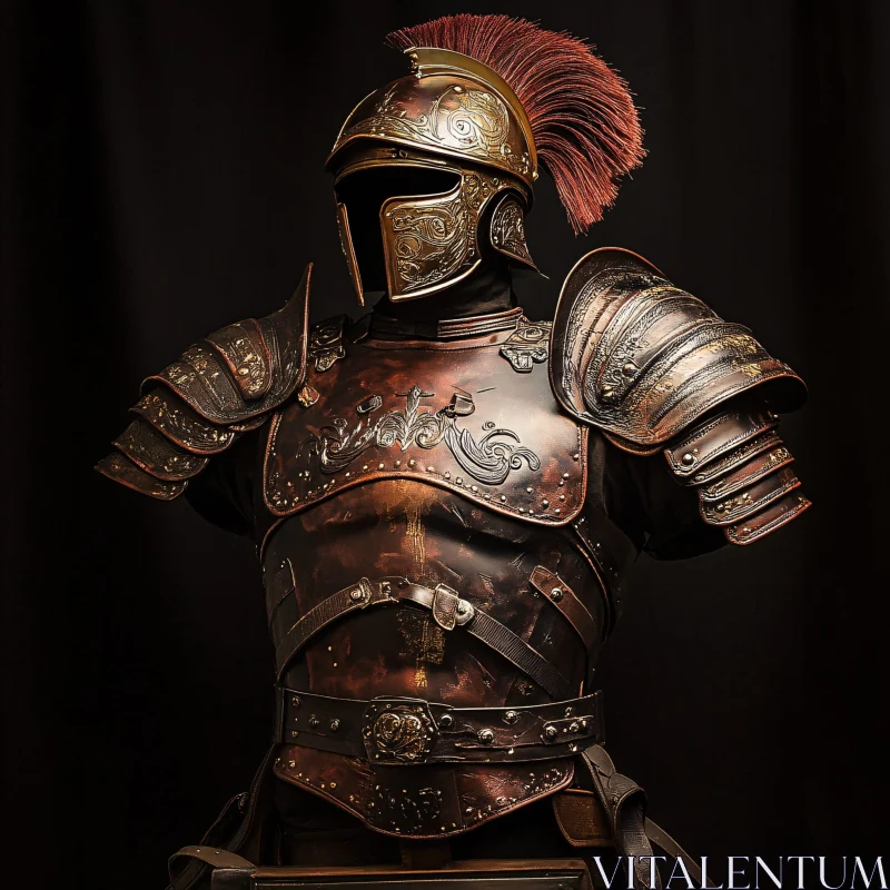 Intricate Medieval Armor on Dark Background AI Image