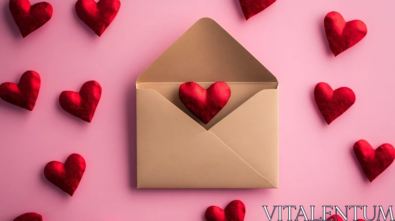 AI ART Envelope with Hearts on Pink Background