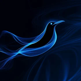 Abstract Blue Bird in Flight