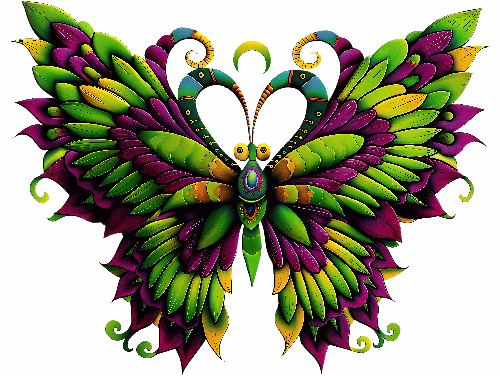 Intricate Butterfly Digital Illustration with Abstract Patterns POD Design