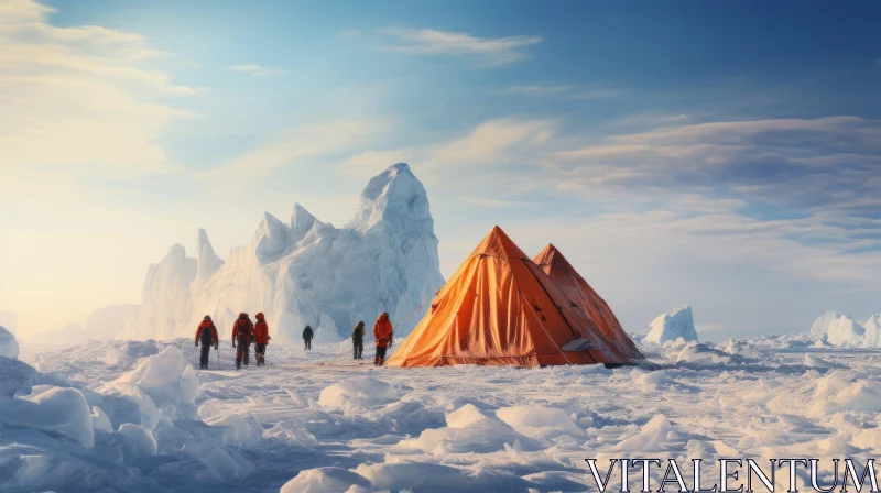 Orange Ice Tent: A Stunning Photo-Realistic Landscape AI Image
