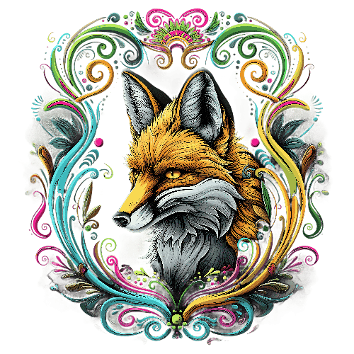 Stylish Fox Head T-Shirt Design with Floral Pattern