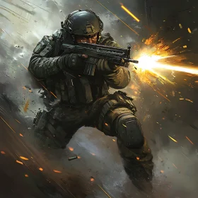 Soldier in Action: A Moment of Fire