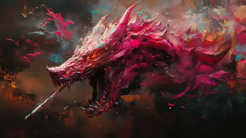 Abstract Dragon Head with Open Mouth
