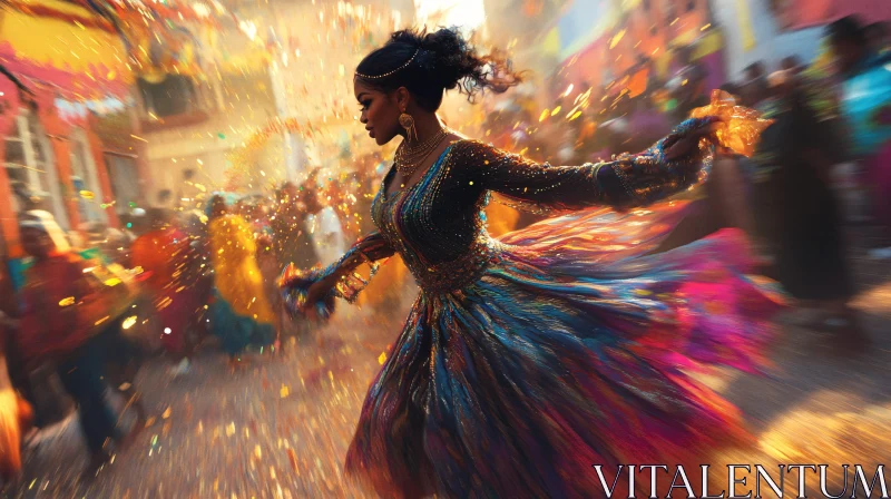 Festive Dance: A Woman's Joyful Celebration AI Image