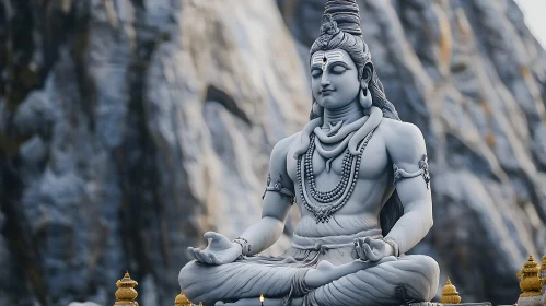 Calm Hindu Statue in Meditative Pose