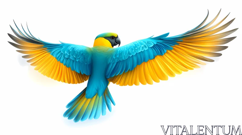 Colorful Parrot with Wings Spread AI Image