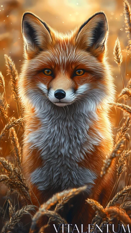 Serene Fox in Field AI Image