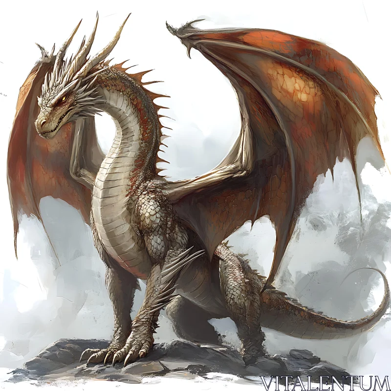 Dragon Perched on Rocks Artwork AI Image