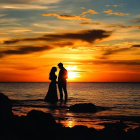 Sunset Serenade: A Couple's Ocean Embrace