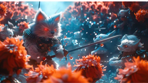 Armored Cat Warrior with Sword