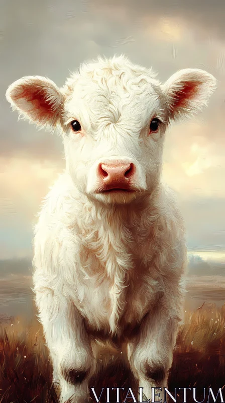 Young Cow Painting AI Image