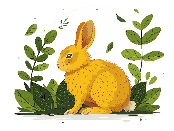 Golden Rabbit Amidst Lush Greenery