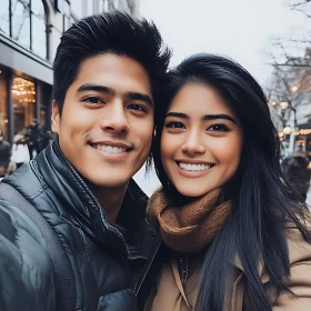 Smiling Couple in City Ambiance