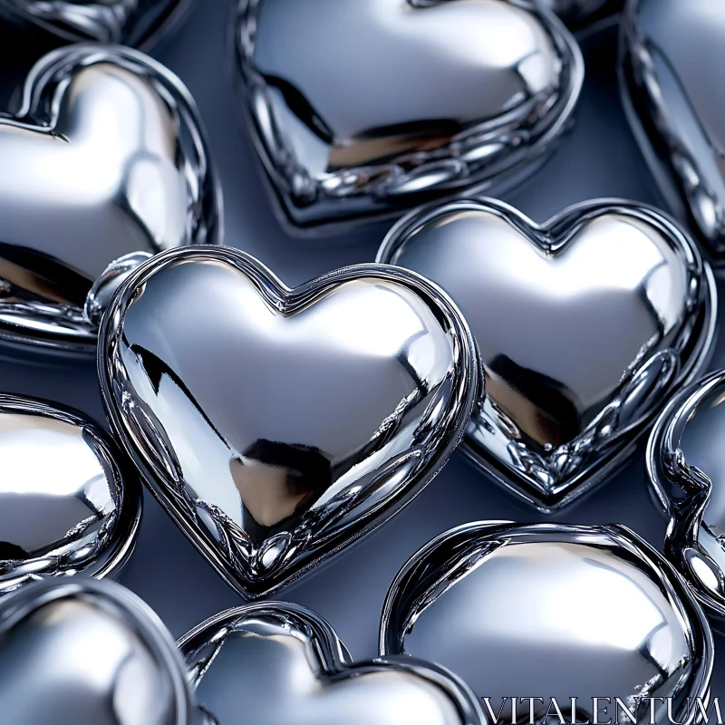 Metallic Heart Shapes AI Image