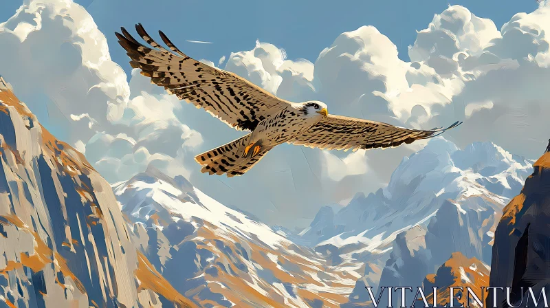 Majestic Eagle Above Snowy Mountains AI Image