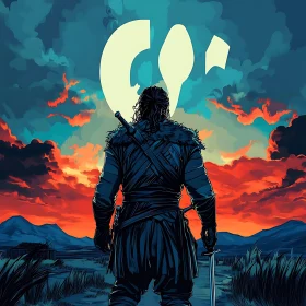 Lone Warrior at Dusk