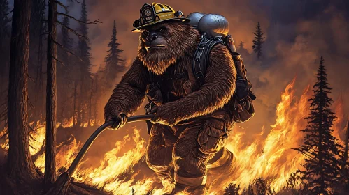 Heroic Bear Fights Wildfire