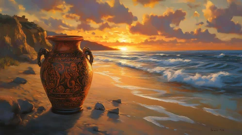 Seascape with Vase and Sunset