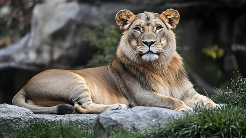 Resting Lion on Stone
