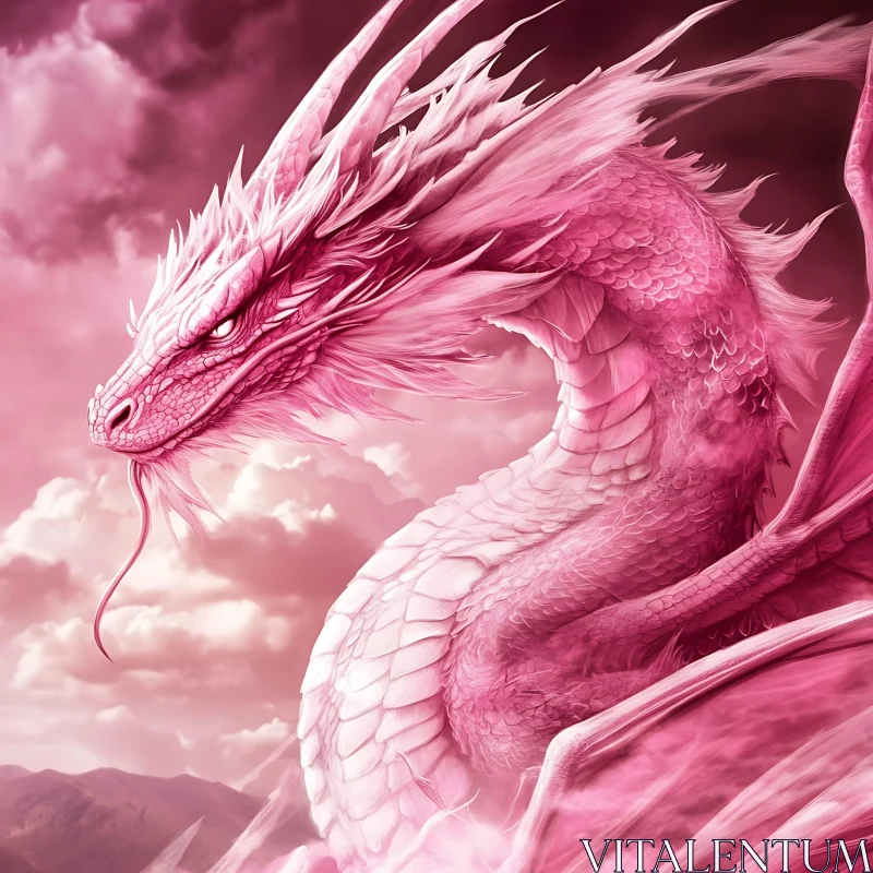 AI ART Pink Dragon in the Sky