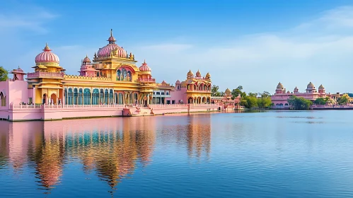 Architectural Harmony: Pink Palace on Water