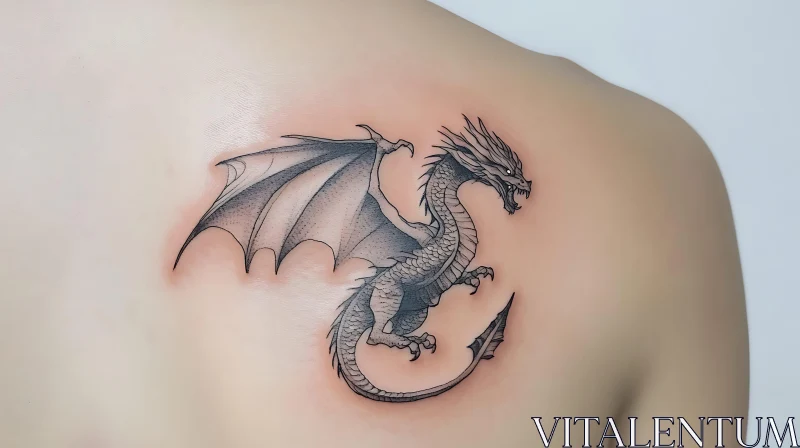 Detailed Dragon Tattoo on Shoulder AI Image