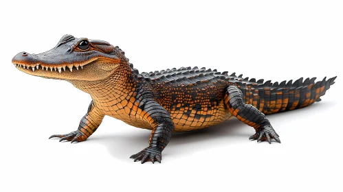 Alligator Illustration in Black and Orange