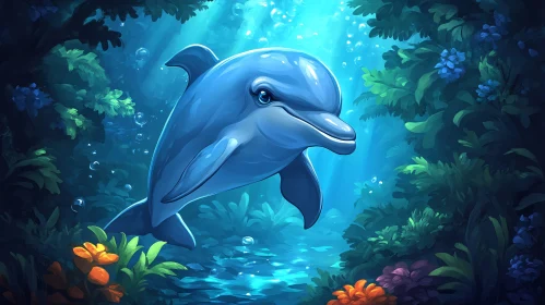 Peaceful Dolphin's Underwater Journey