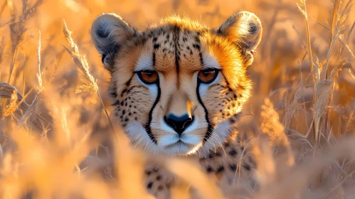 Cheetah Amidst Golden Grasses