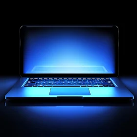 Glowing Laptop with Dark Background