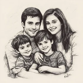 Monochrome Family Sketch Full of Joy