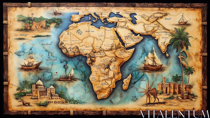 AI ART Antique Style Map of the Old World