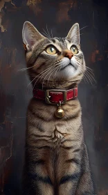 Majestic Cat with Red Collar