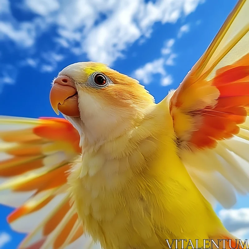 Colorful Parrot against Blue Sky AI Image