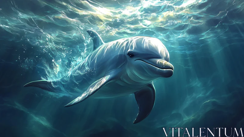 Underwater Dolphin Elegance AI Image