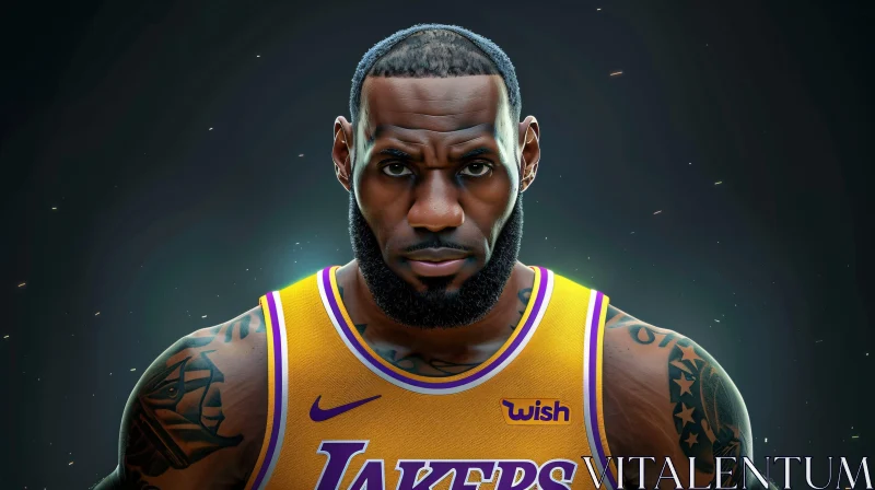 AI ART LeBron James Lakers Jersey Portrait