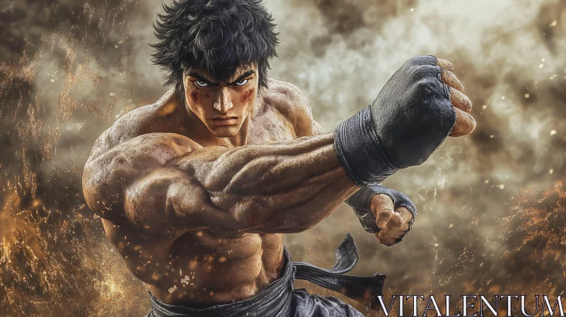 AI ART Intense Man with Powerful Muscles