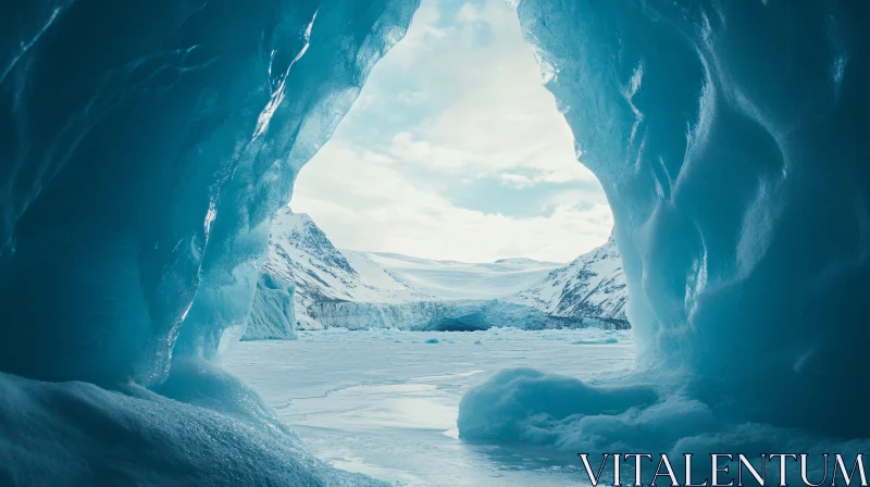 AI ART Frozen Landscape Viewed from Ice Cave