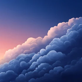 Gradient Sky with Fluffy Clouds