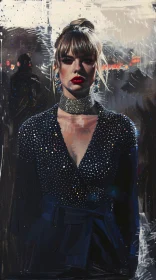 Taylor Swift Artistic Portrait in Sparkling Attire