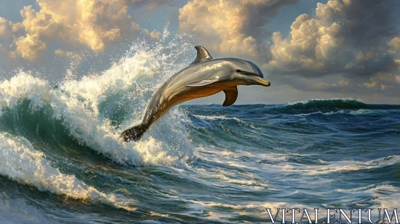 Dolphin in Full Ascent AI Image