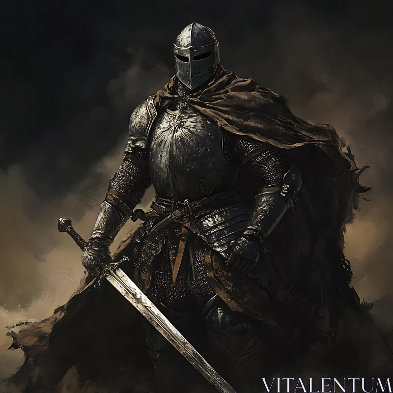 AI ART Medieval Knight in Dark Setting