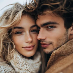 Romantic Close-Up of a Loving Couple