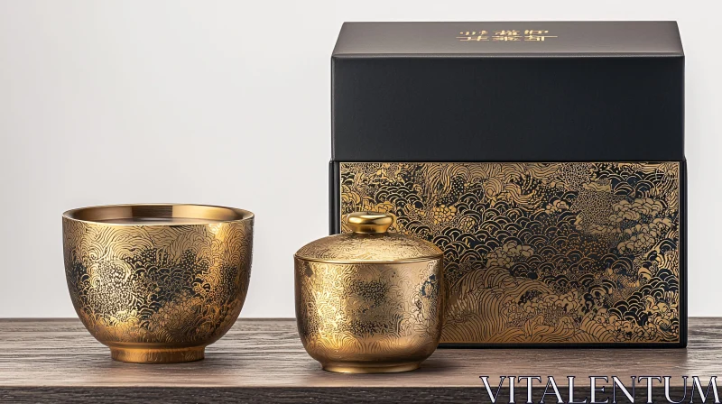 AI ART Luxury Tea Set with Ornate Golden Design