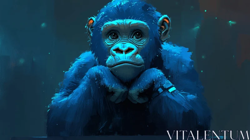 Inquisitive Blue Monkey Portrait AI Image