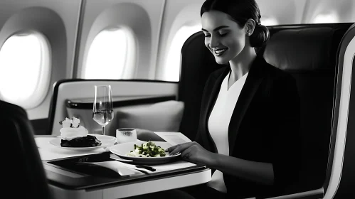 Elegant Airplane Dining in Business Class